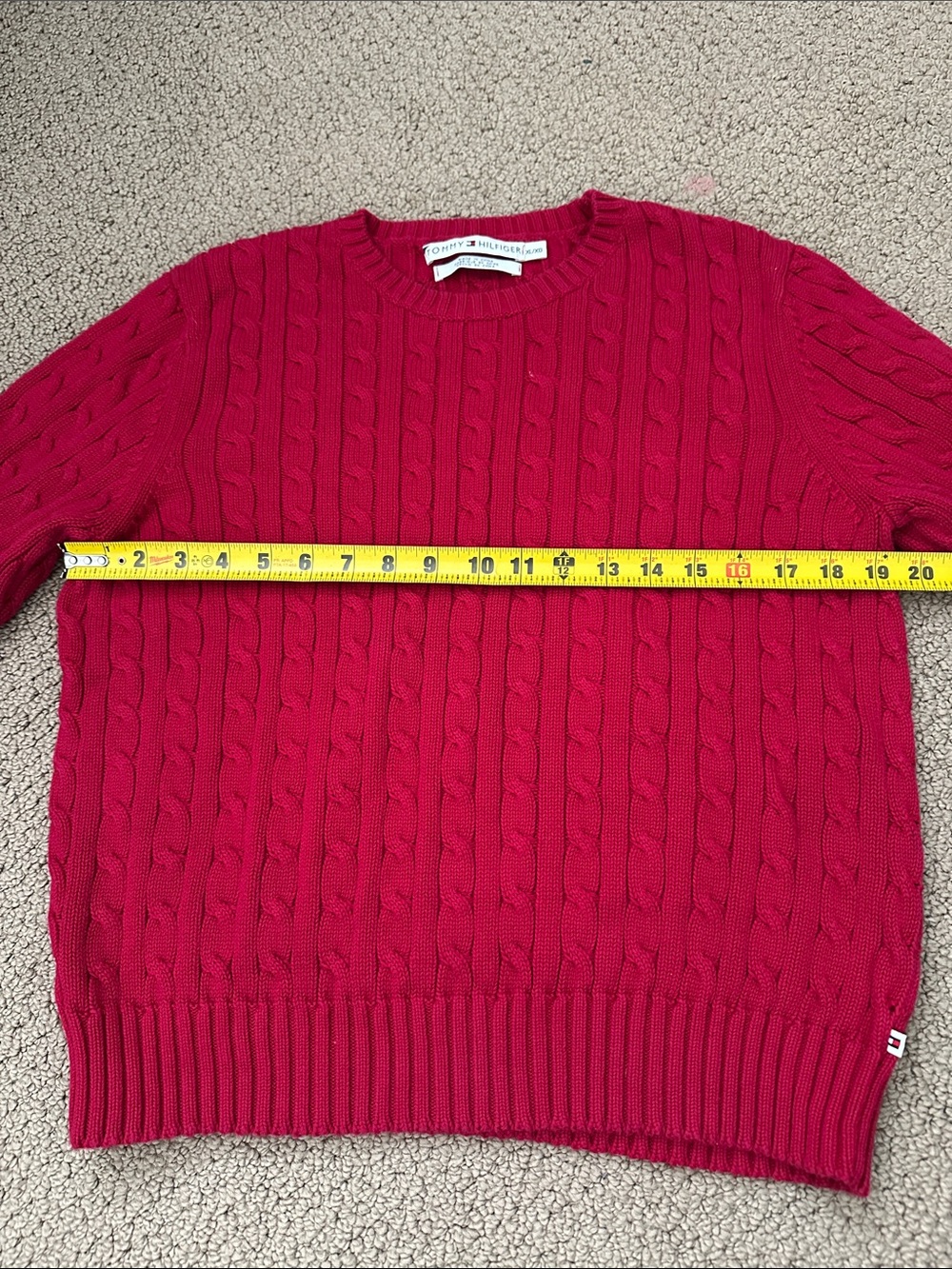 Tommy Hilfiger Christmas red cable knit sweater women’s XL